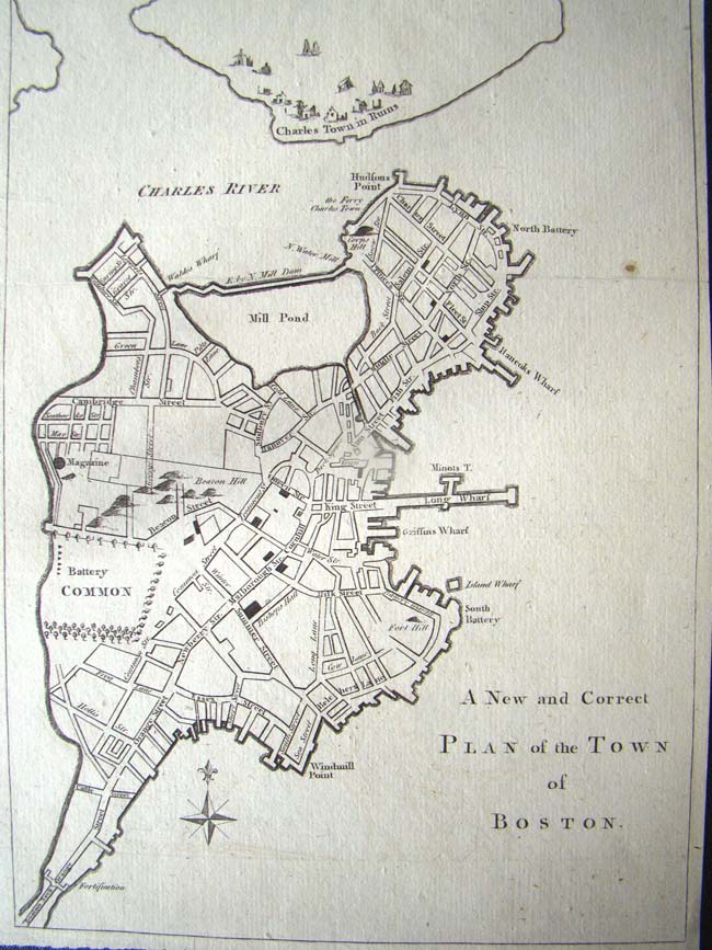 An engraved print circa 1775 entitled "A New and Correct PLAN of the TOWN of BOSTON"